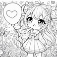 A Cute Anime Girl coloring page - Download, Print or Color Online for Free