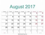 August 2017 Calendar Printable with Holidays | Whatisthedatetoday.Com