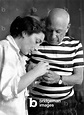 Pablo Picasso (1881-1973) with Jacqueline Roque after their Wedding in ...