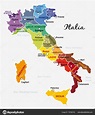 Beautiful Colorful Map Italy Italian Regions Capitals Important Cities ...