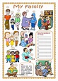 My family ( worksheet) | Family worksheet, Family tree activity, Esl ...