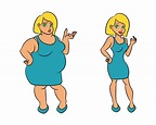 Fit Cartoon Weight loss Women Before And After Diet 3025522 Vector Art ...