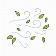 Viento con hojas fenómeno meteorológico flujo de aire planta doodle ...