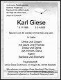 Traueranzeigen von Karl Giese | trauer-anzeigen.de