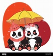 Cute cartoon panda bear with red heart design Stock Vector Image & Art ...