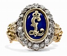 Vintage Ludwig II von Bayern RING: 585 Gold, Email & Diamanten, König ...