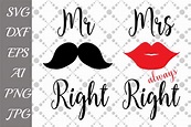 Mr and Mrs Right Svg (Graphic) by prettydesignstudio · Creative Fabrica