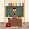 Profesor en dibujos animados de aula | Vector Premium