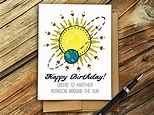 Cheers to Another Rotation Around the Sun Happy Birthday - Etsy