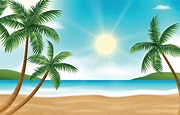Fondo de paisaje de playa de verano realista con palmeras 2530966 ...
