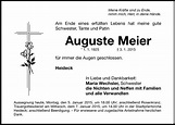 Traueranzeigen von Auguste Meier | trauer.nn.de