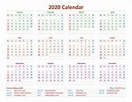 12 Month Printable Calendar 2020 With Holidays