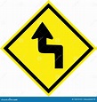 Yellow Hazard Sign with Dangerous Curves Stock Illustration ...