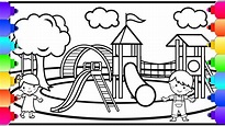 Coloring ~ Playground Coloring Pages Childrens Vector Illustration ...
