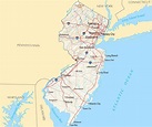 Laminated Map - Large map of New Jersey state with roads, highways ...