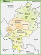 Administrative divisions map of Hesse - Ontheworldmap.com