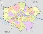 Mappa e cartina dei 32 zone (boroughs) e quartieri di Londra