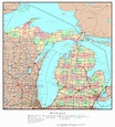 Large detailed administrative map of Michigan state with roads ...