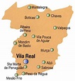 Vila Real District Map, Portugal