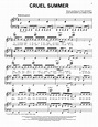 Taylor Swift "Cruel Summer" Sheet Music Notes | Download Printable PDF ...