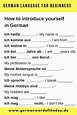 How to introduce in German pdf | Basic German words | German for ...