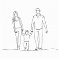 Continuous line drawing of happy family, vector illustration 2838798 ...