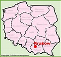 Kraków location on the Poland map - Ontheworldmap.com