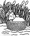 Moses In The Basket- Coloring Page | Baby moses, Bible school crafts ...