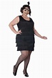 Plus Size Fashion Flapper Costume (Black) - PureCostumes.com