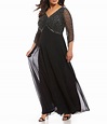Shop for Jkara Plus Size V-Neck Sequin 3/4 Sleeve Gown at Dillards.com ...