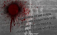 Underoath, black white, text, band, splatter, lyrics, music, red, blood ...