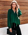 Ashton Satin Blouse - Emerald - Extra Small in 2021 | Green top outfit ...