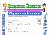 Ejercicios de Operadores para Tercero de Primaria - Matemática