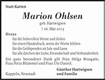 Marion Ohlsen: Danksagung : Schlei-Bote