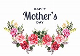 Mother's Day Card with Watercolor Flower Wreath 1047504 Vector Art at ...