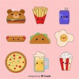 Colección de comida en estilo kawaii | Vector Gratis