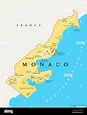 Monaco mapa político. En el estado de la ciudad de la Riviera Francesa ...