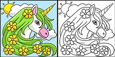 flor de unicornio para colorear para niños 7819165 Vector en Vecteezy