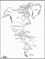 Mapa de el continente americano para imprimir