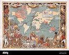 Mappa del mondo che mostra l'estensione dell'Impero britannico nel 1886 ...