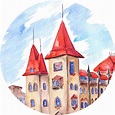 Edificio gótico del conservatorio de saratov con los tejados rojos ...