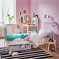 IKEA - 想買張好看的兒童床，又怕孩子長太快一下就不能用了嗎？MINNEN延伸床有三段調整長度可調，搭配兒童床墊可...