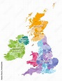 British Isles map colored by countries and regions Stock Vector | Adobe ...