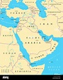 Middle East political map with capitals and national borders Stock ...