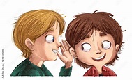 niños hablando en secreto Stock-Illustration | Adobe Stock