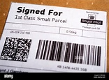 Royal Mail 1st class small parcel Stock Photo - Alamy