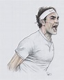 Roger Federer. 19 Grand Slams and counting. Colored pencils on paper. # ...