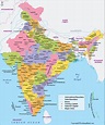 Labeled India Map with States, Capital, and Cities