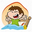 Illustration is a child waking up and getting up Happy bed Stock Vector ...