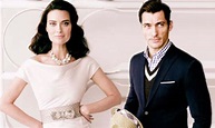 Shalom Harlow poses for Banana Republic Mad Men line with David Gandy as her own Don Draper ...